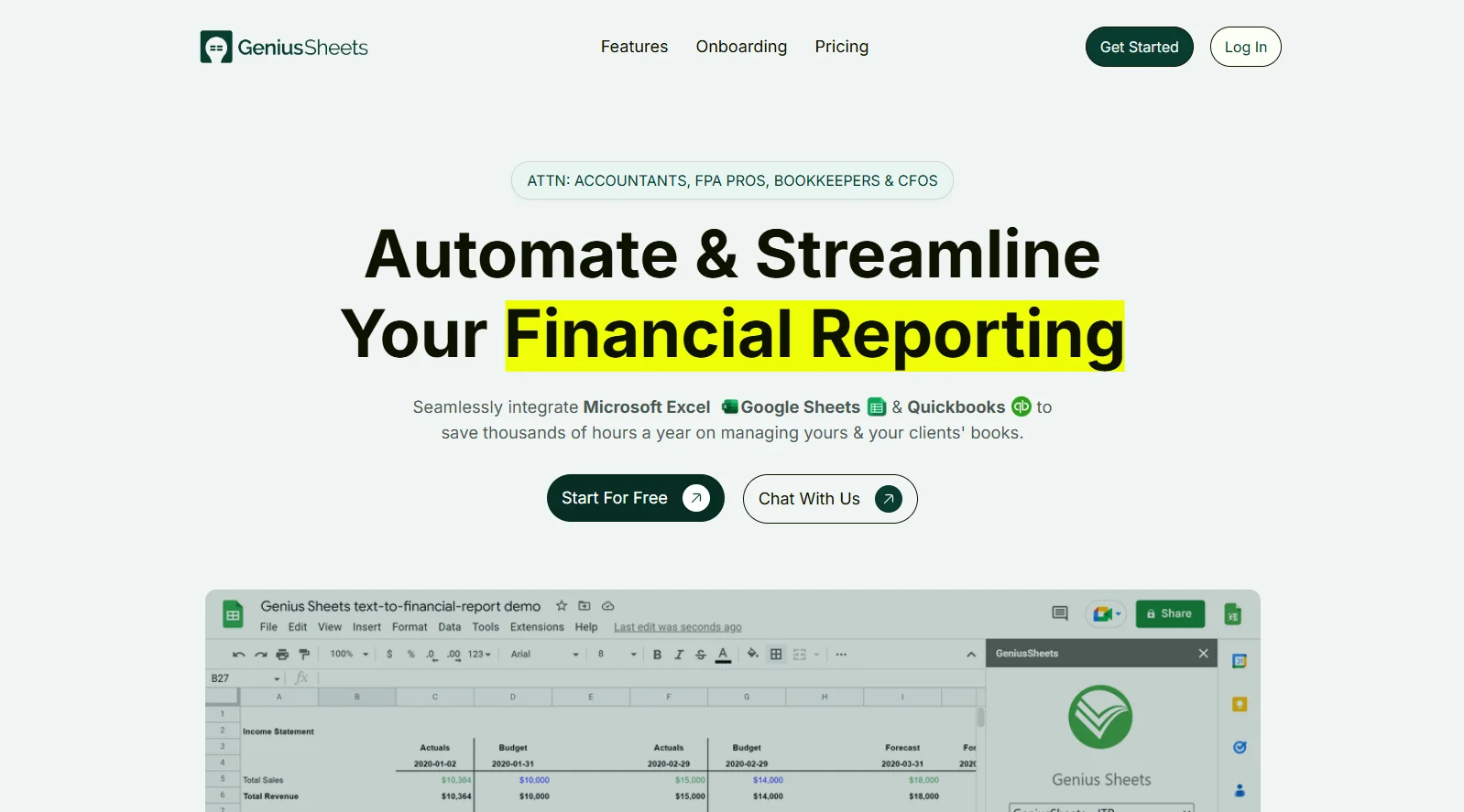 Genius Sheets AI Analytics