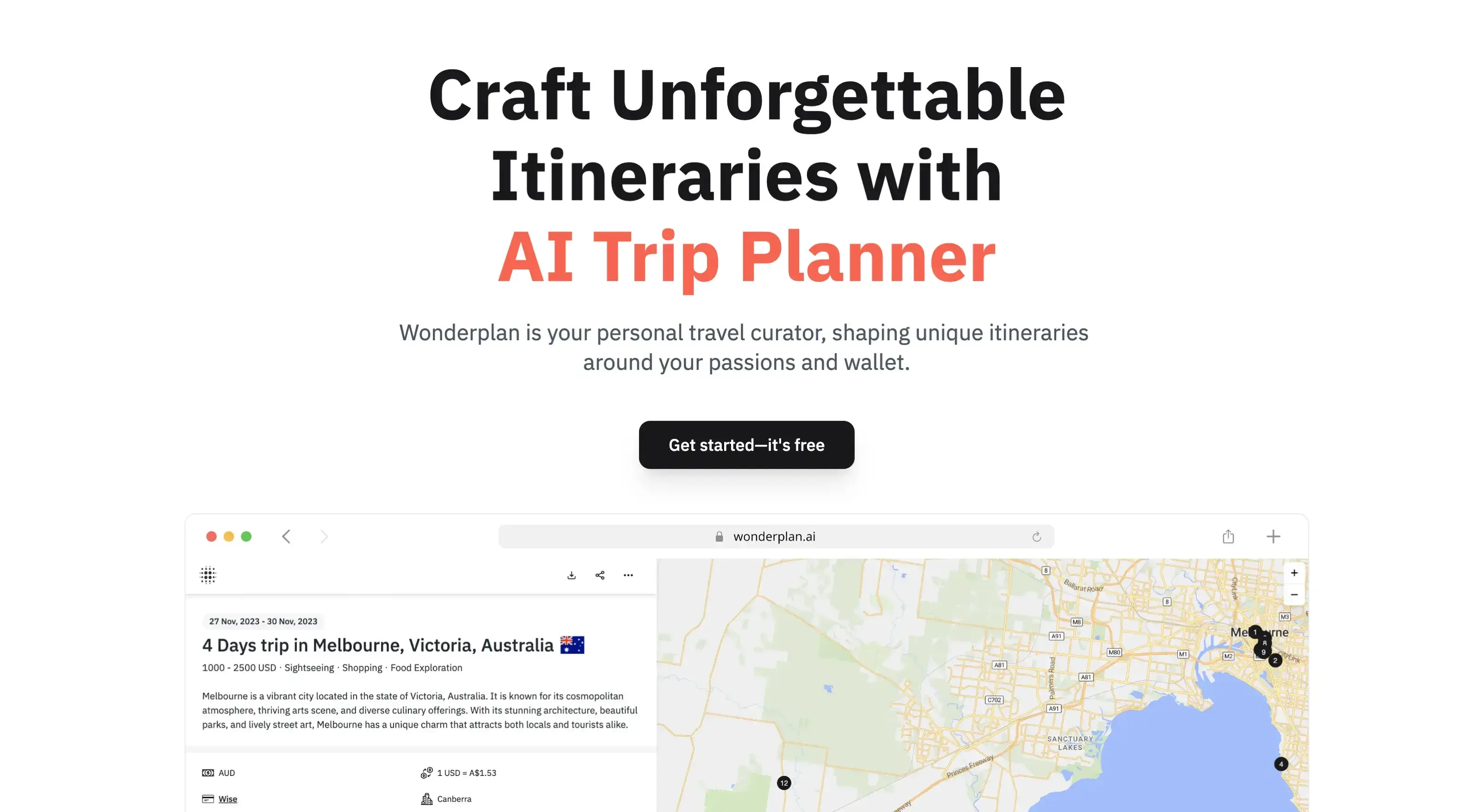 Wonderplan AI Trip Plan