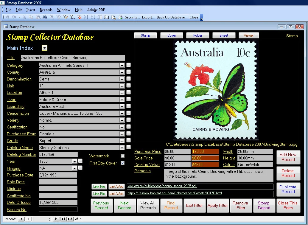 Database Base Australia – Stamp Collector Database