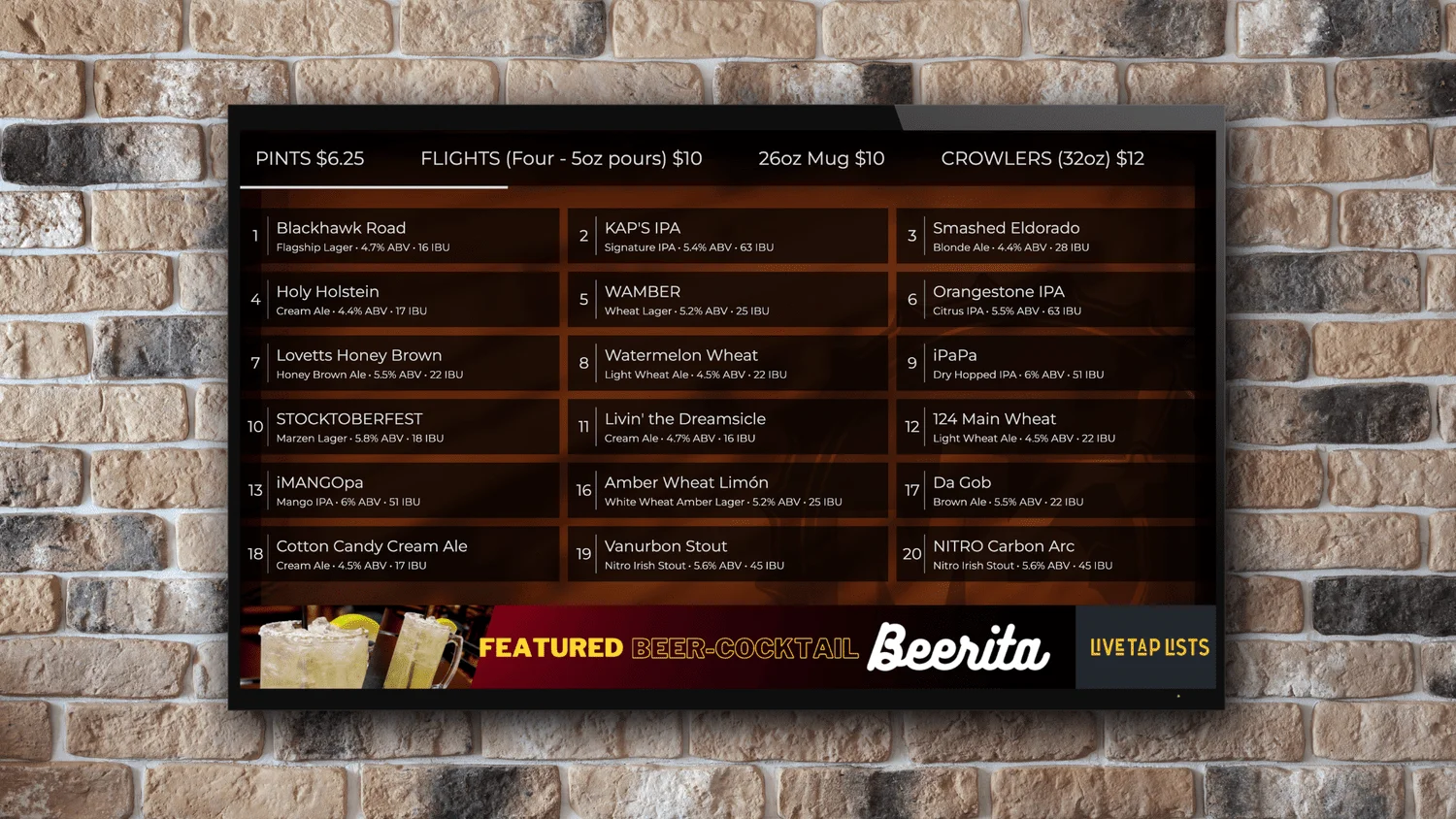 Live Tap Lists