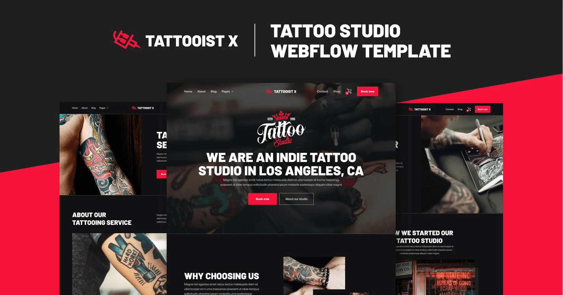 Tattooist X – Tattoo Studio Webflow Template