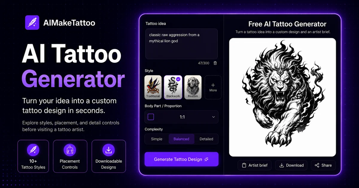 AIMakeTattoo - AI Tattoo Design and Plan